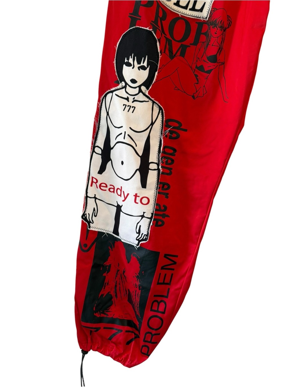 NWT✨ SKOOT Degenerate Angel Pants Red Graphic Techwear Joggers Medium - Picture 5 of 11